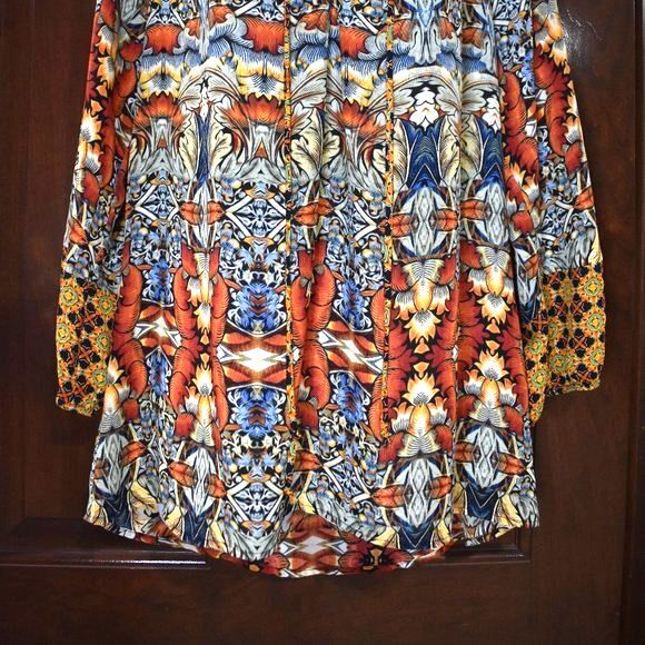 Olive Hill Boho Blouse Size Medium Long Sleeve Colorful Flowy Top Festival - Picture 7 of 16